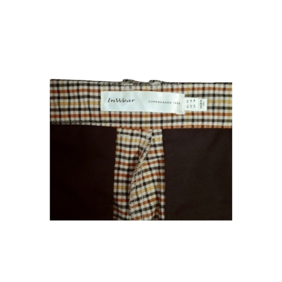 Inwear Copenhagen 1969 Tan Orange Yellow Black Plaid Preppy Academia Ankle Pants - Picture 9 of 9